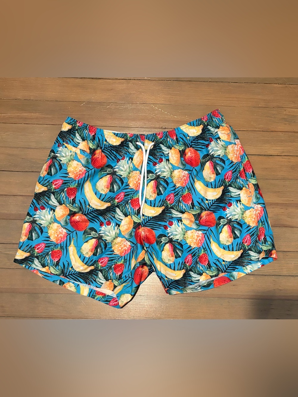 NWT Trunks Men's Blue Tropical Fruit Swim Shorts